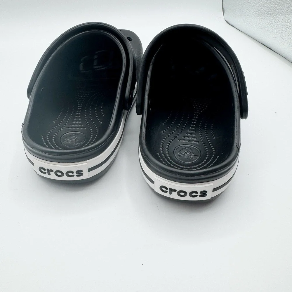 Crocs Crocband Clogs Kids Black White Rubber Slip-On Casual Size J2 Youth 2